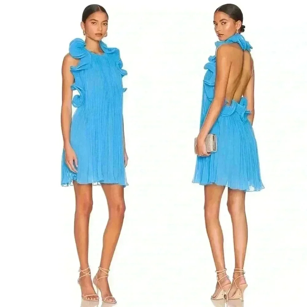 AMUR Blue Ruffle Dress